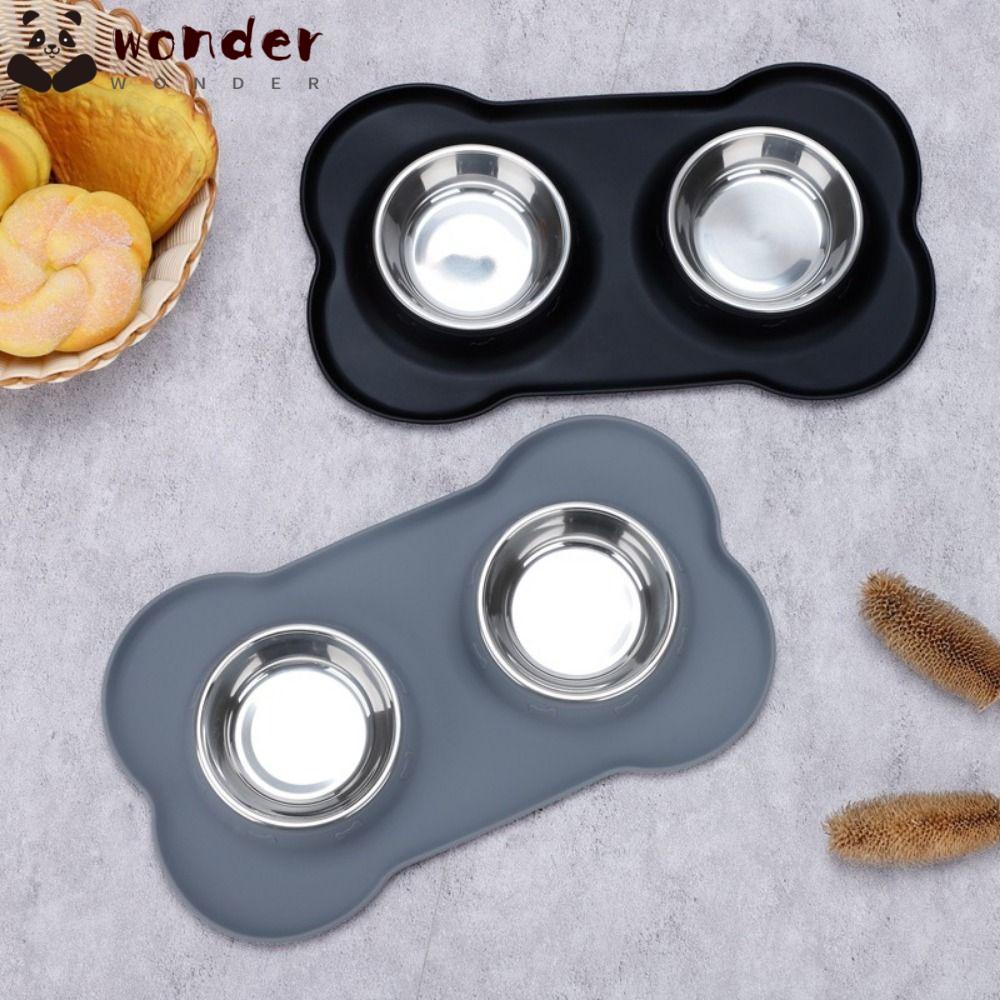 WONDER Bát Đựng Thức Ăn / Nước Uống Hai Lớp Bằng Thép Không Gỉ Bền Chống Rò Rỉ Chống Trượt Cho Thú Cưng