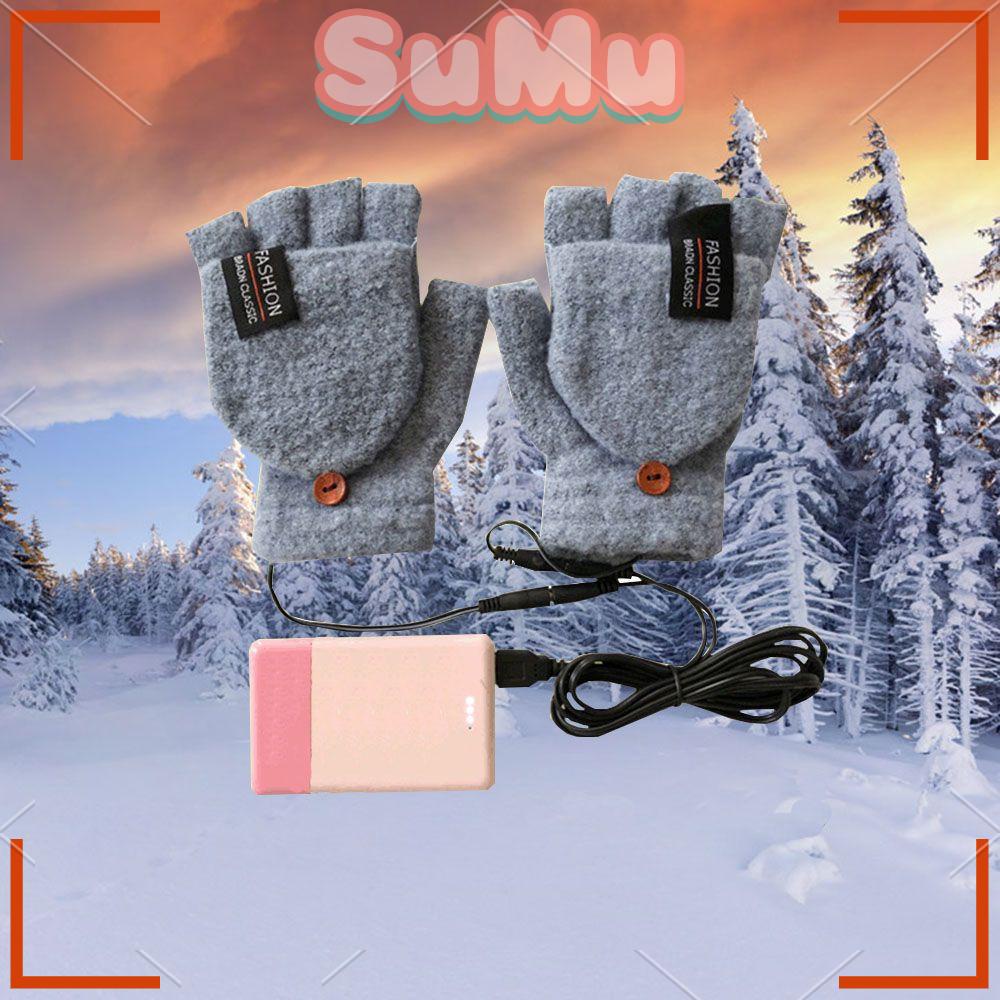 SUMU Găng Tay Điện Nửa Ngón Giữ Ấm Mùa Đông Toàn Diện USB