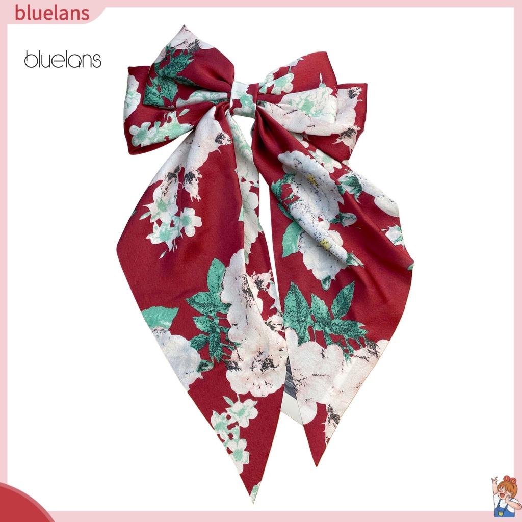 Kẹp Tóc Nơ Hai Lớp In Họa Tiết Hoa Xinh Xắn Dành Cho Nữ