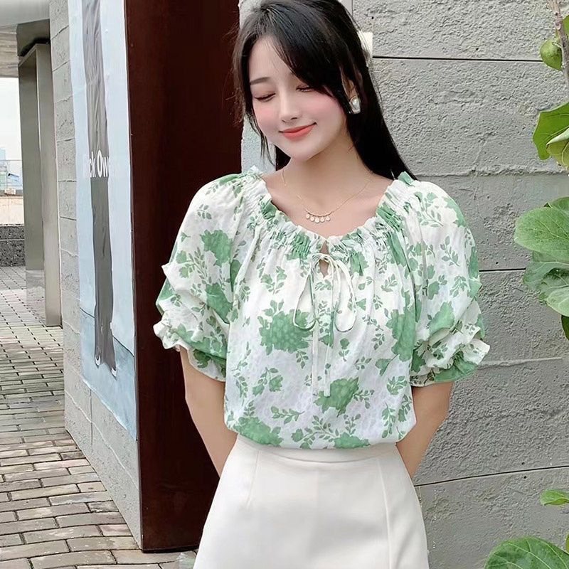 Áo Sơ Mi Tay Ngắn Dáng Rộng In Họa Tiết Hoa Phong Cách Hàn Quốc Thời Trang Mùa Hè Cho Nữ Mới