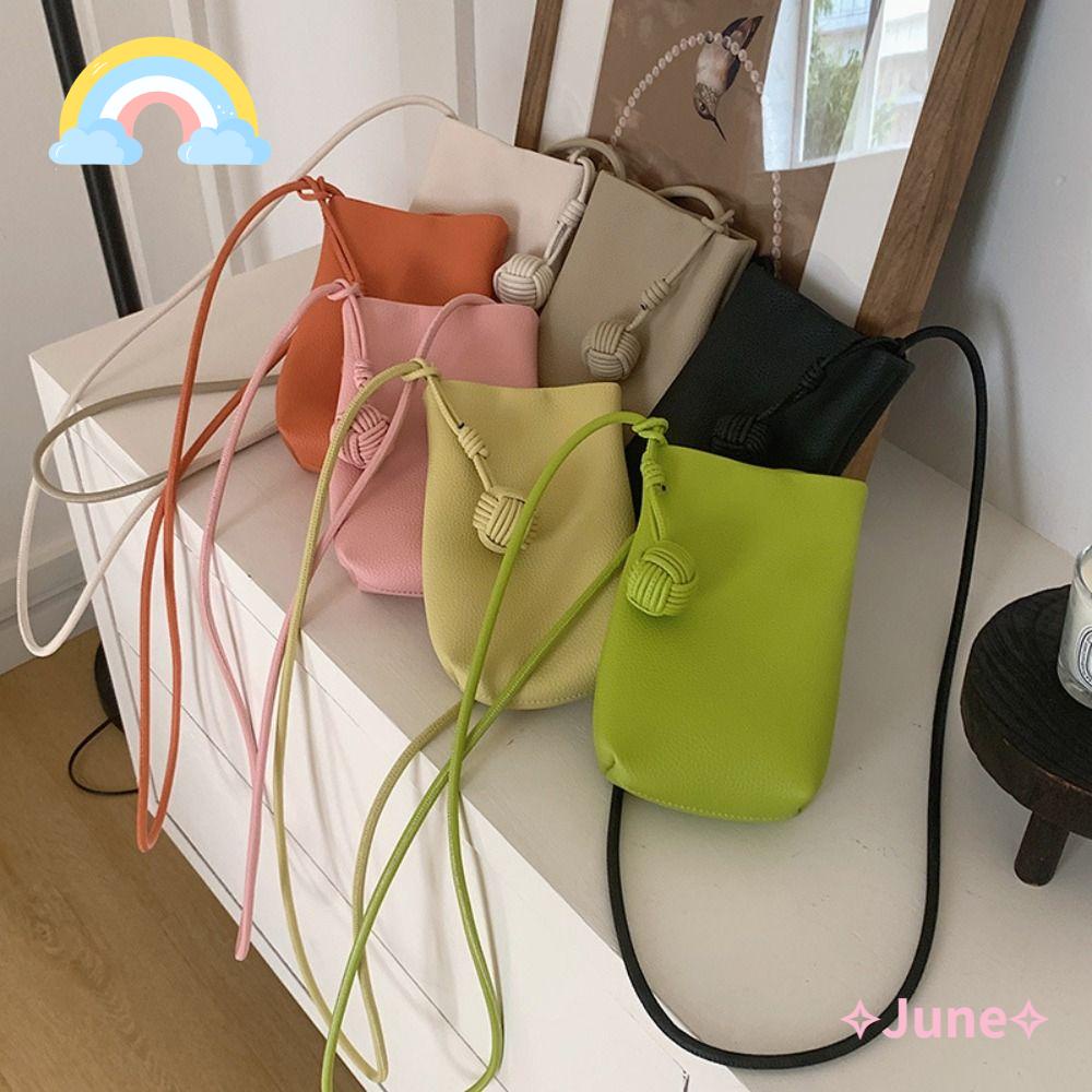 JUNE Túi Đeo Chéo Đựng Tiền Xu Màu Sắc Đơn Giản