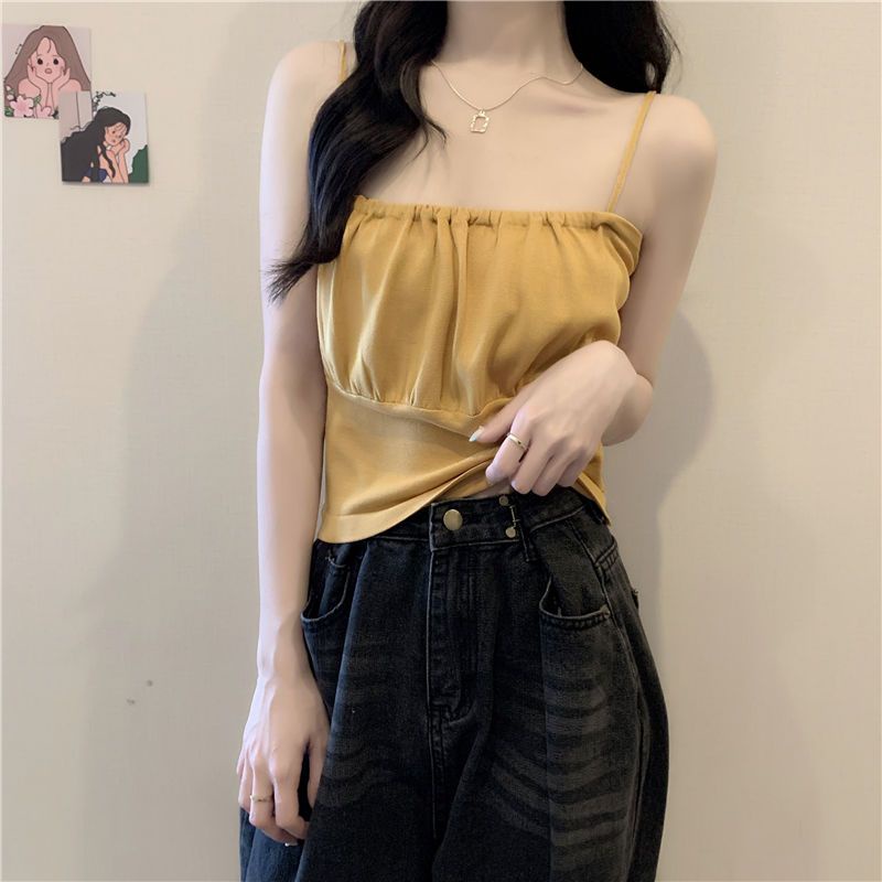 Áo Dệt Kim Sát Nách Dáng Ngắn Phong Cách Pháp Thời Trang Cho Nữ