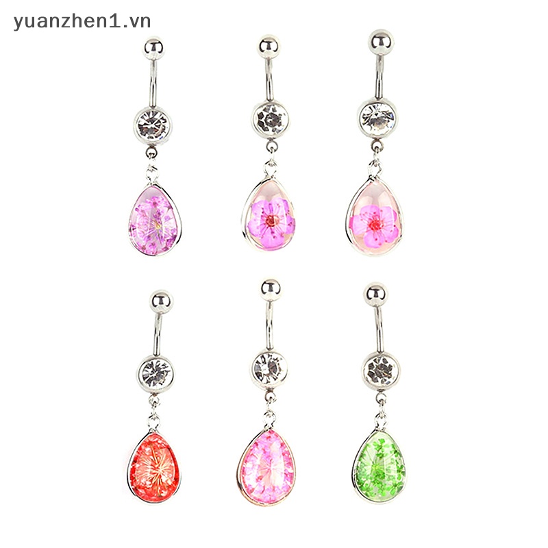 Khuyên Rốn Đính Đá Hình Giọt Nước Bằng Thép Không Gỉ Thời Trang Cho Nữ