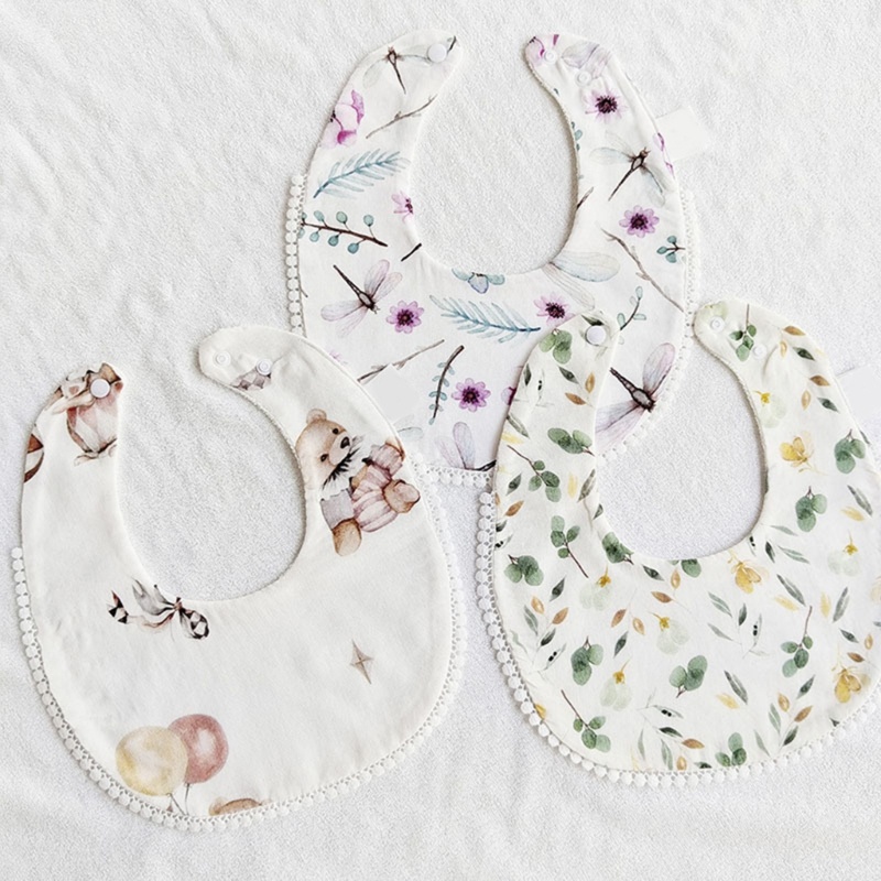 Yếm Ăn Bằng Cotton Thoáng Khí Cho Bé 0-24 Tháng Tuổi