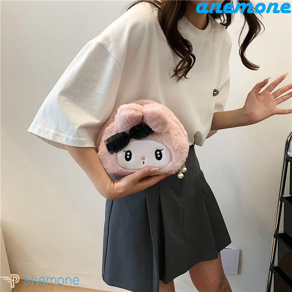 ANEMONE Túi Đựng Mỹ Phẩm Kuromi Bằng Vải Bông Họa Tiết Melody Hoạt Hình Dễ Thương