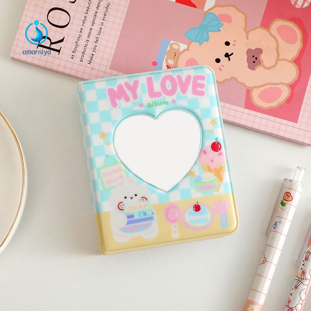 (Shop Amart) Album Đựng Ảnh 3 Inch 40 Ngăn Chống Bụi Hình Trái Tim Hoạt Hình