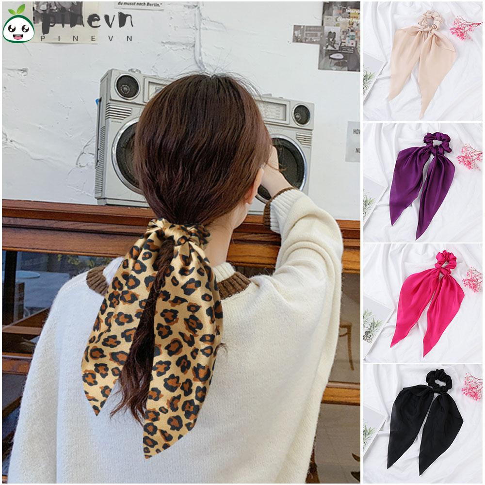 PINEVN Dây Buộc Tóc Đuôi Ngựa Bằng Vải Satin Họa Tiết Hoa Phong Cách Boho