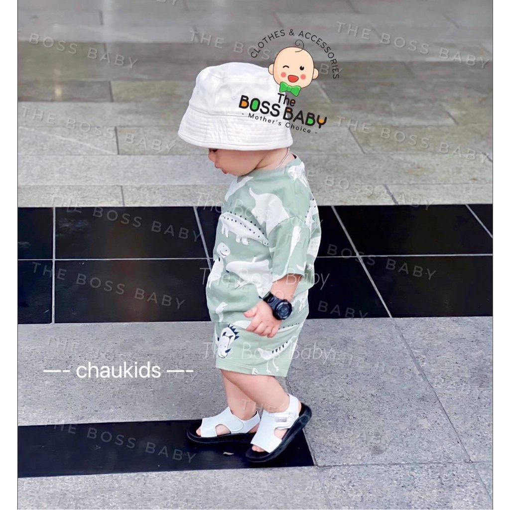 BỘ CỘC TAY COTTON IN HÌNH KHỦNG LONG 8-18KG