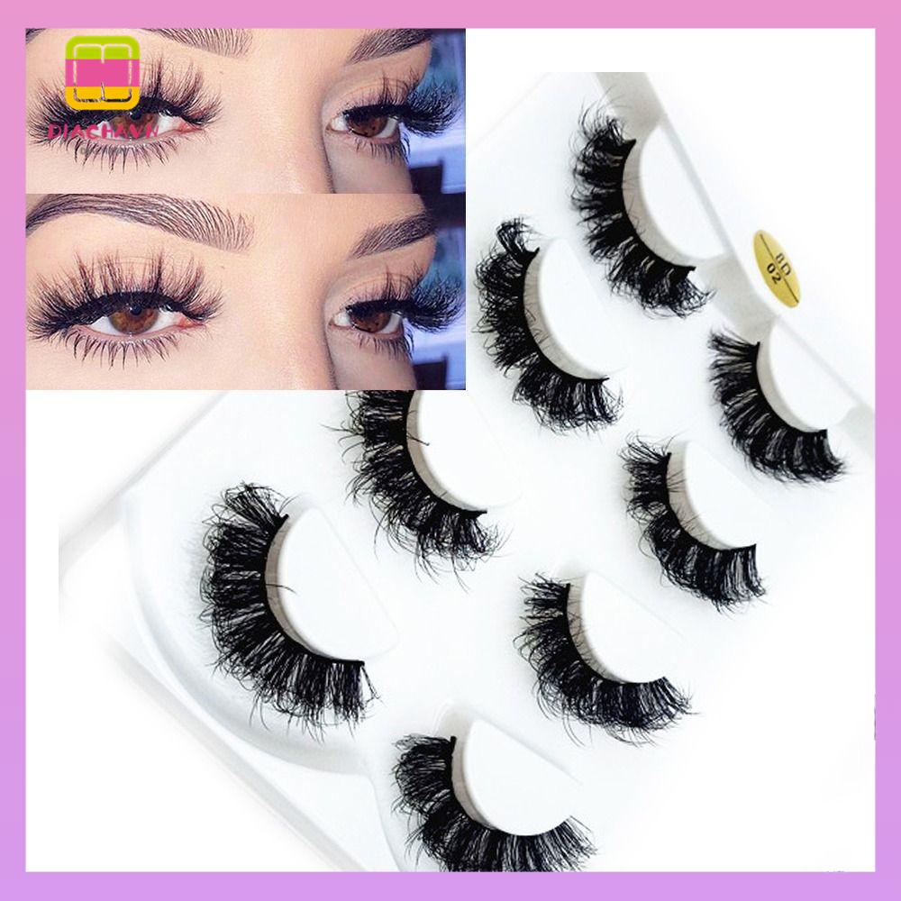 DIACHAVN Set 5 Cặp Lông Mi Giả SKONHED Trang Điểm Mắt Dày Và Dài Hơn