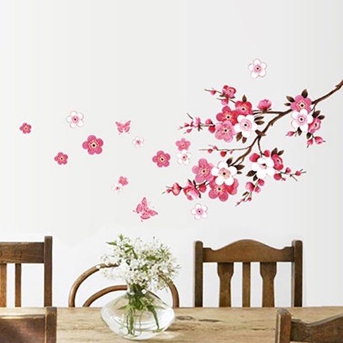 Miếng Dán Tường Trang Trí Hình Hoa Mận Mùa Đông Tháo Rời Được DIY