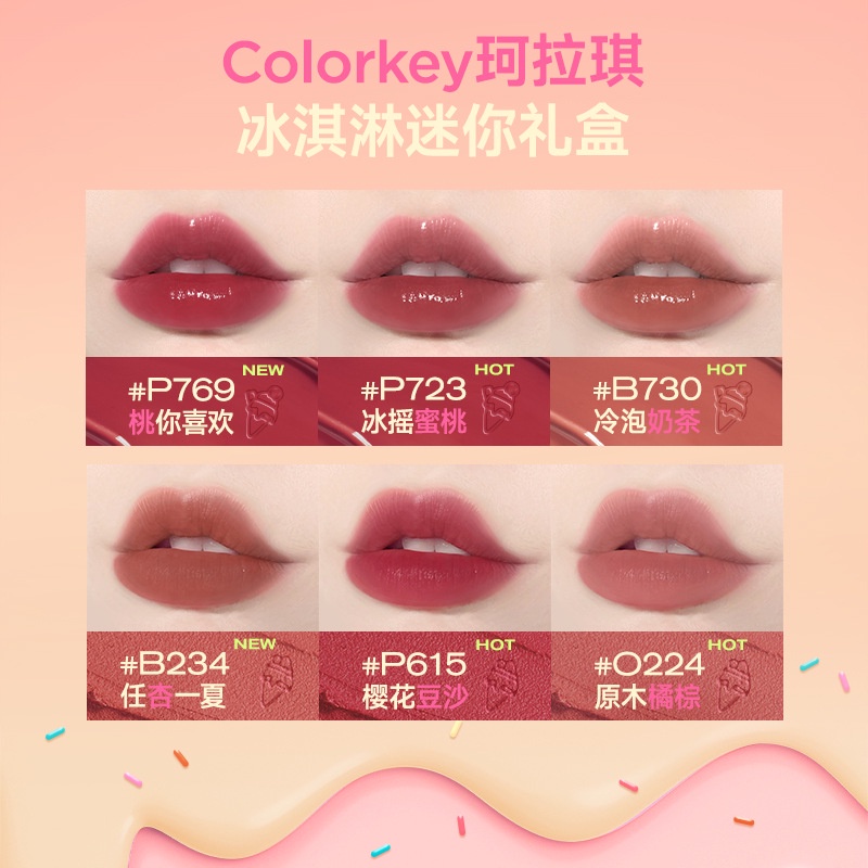 Set 6 Son Kem Lì Colorkey Collage # 23 Thiết Kế Vỏ Son Hình Que Kem Xinh Xắn