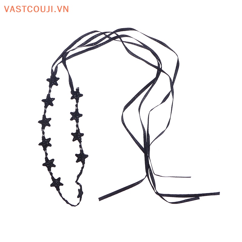 Vòng Cổ Choker Vải Ren Mặt Ngôi Sao Tua Rua Phong Cách Gothic Thời Trang Cho Nữ