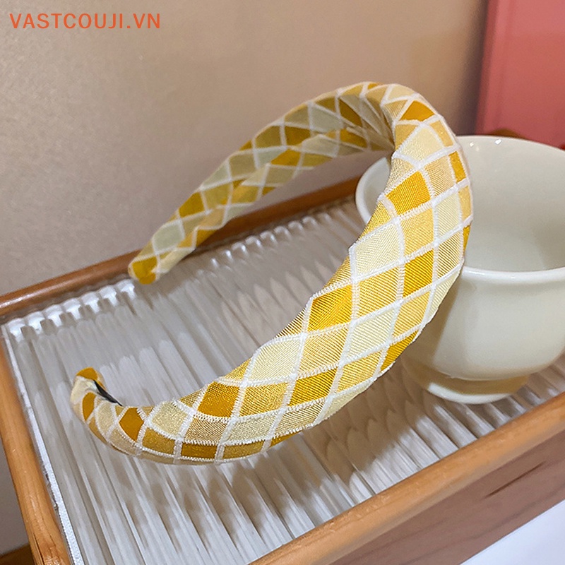 Băng Đô Cài Tóc Bằng Vải Kẻ Sọc Caro Thời Trang Dành Cho Nữ