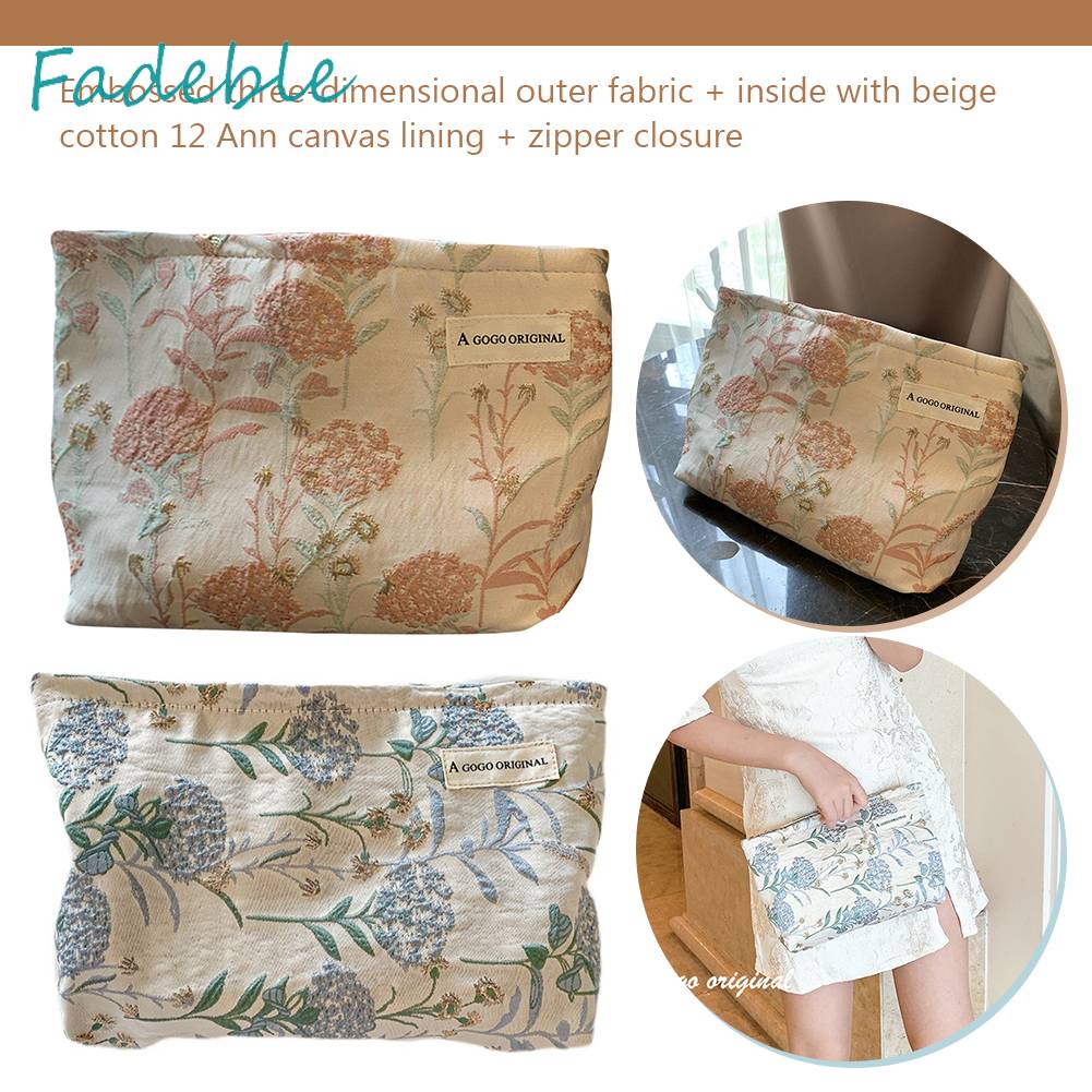 Túi Đựng Mỹ Phẩm Catton Sức Chứa Lớn Họa Tiết Hoa Dành Cho Nữ