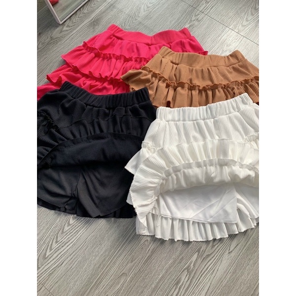 Chân Váy Gân Tầng Bèo Có Lót Quần nhìu màu co dãn thoải mái alohashop91