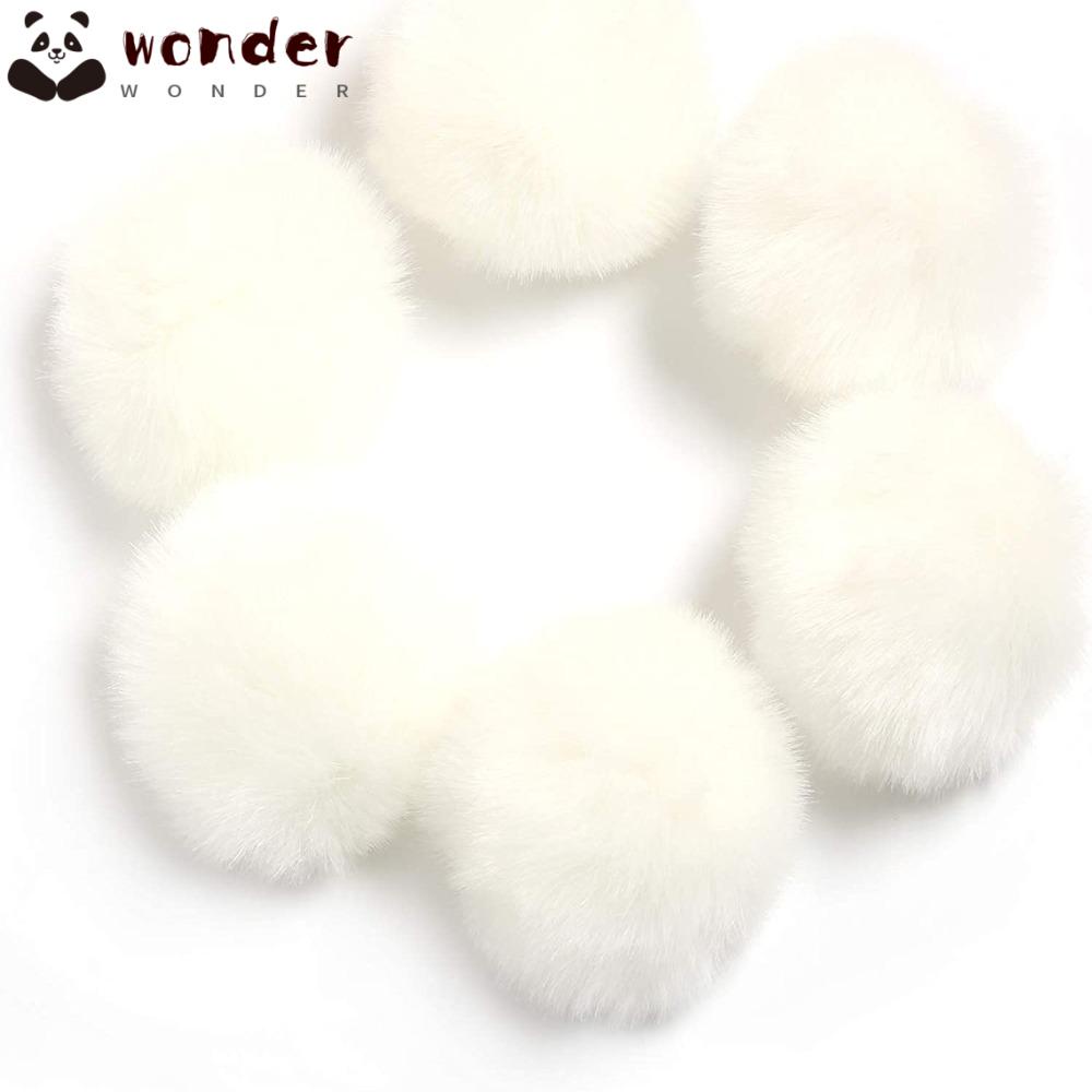 WONDER Set 6 Quả Cầu Lông Xù Bằng Acrylic 3.9inch / 10CM Màu Trắng Dùng Để Đính Túi Xách