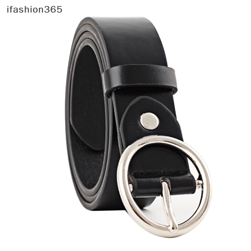 Thắt Lưng Da Màu Trơn Khóa Kim Loại Tròn Phong Cách Boho Cổ Điển Thời Trang ifashion365 Cho Nữ
