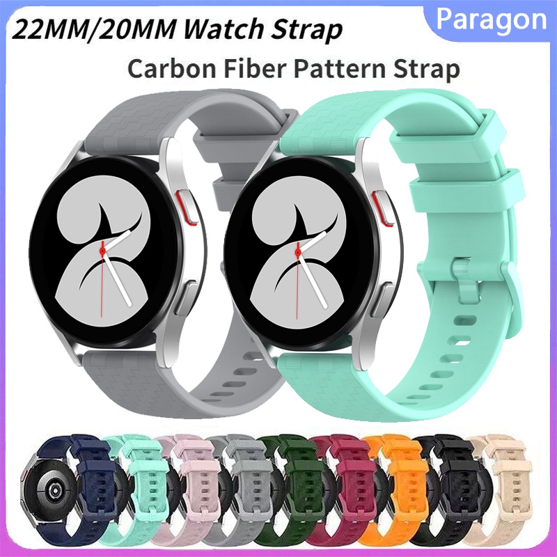 Phù Hợp Dây Đeo Silicon Họa Tiết Sợi carbon 20 / 22mm Thay Thế Cho Đồng Hồ Thông Minh Samsung Galaxy Watch Series 4 5 40mm 44mm Galaxy Watch 5 Pro 45mm