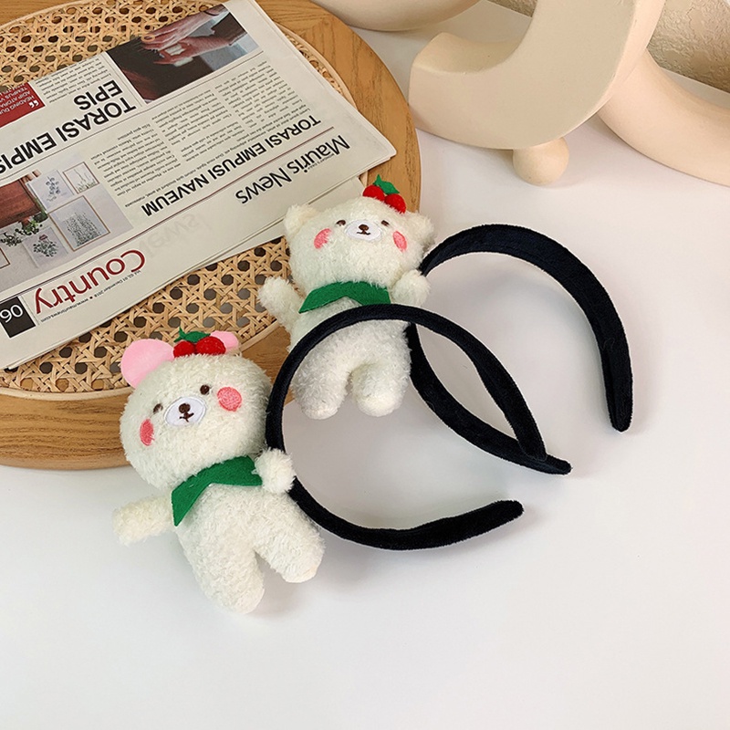 Băng Đô Cài Tóc Rửa Mặt Hóa Trang Hình Gấu Bằng Lông Cừu San Hô Dễ Thương