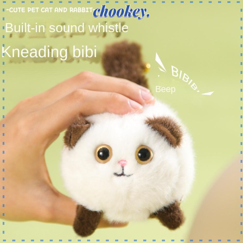 CHOOKEY Móc Khóa Hình Mèo Nhồi Bông Màu Xanh Dương Dễ Thương