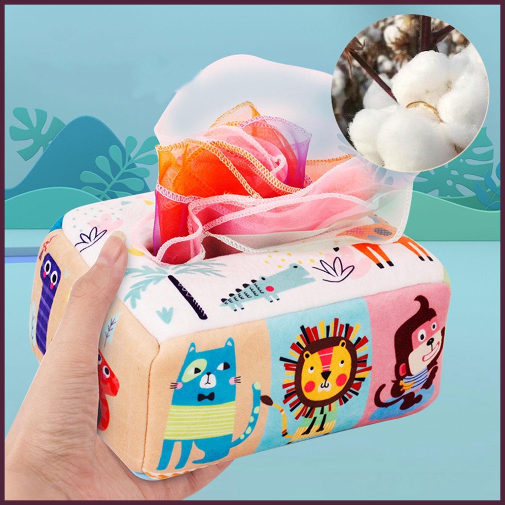 Hộp Đựng Khăn Giấy Bằng Vải Mềm Mại Họa Tiết Tương Phản Dễ Thương An Toàn Cho Bé