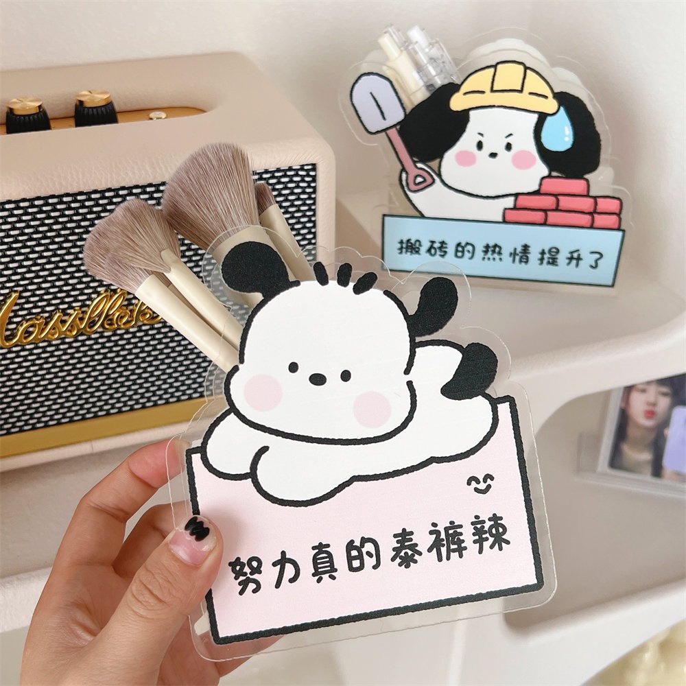 Ống Đựng Bút Bằng Acrylic Họa Tiết Hoạt Hình Đơn Giản Sáng Tạo Giá Đỡ