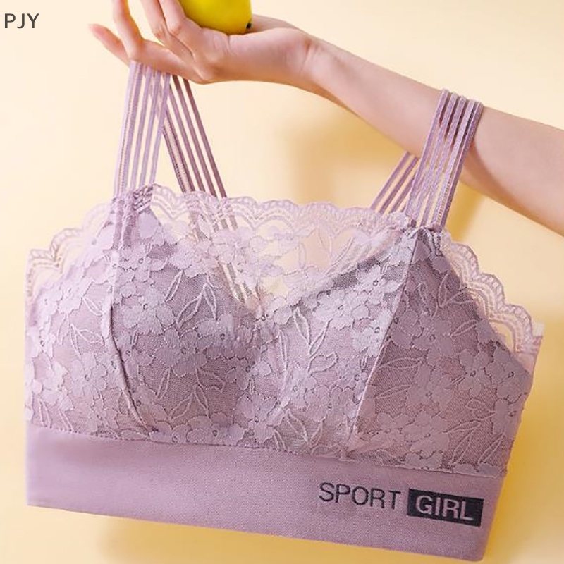 Pjy Áo Ngực Thể Thao Không Gọng Thép Phối Ren Thoải Mái Thời Trang Cho Nữ PJ
