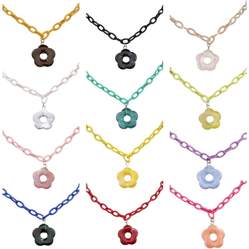 Vòng Cổ Choker Bằng Acrylic Mặt Hoa Đơn Giản Thời Trang