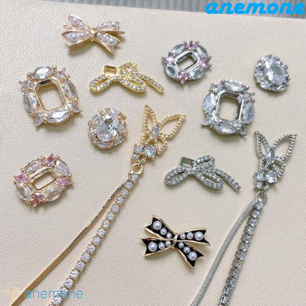 ANEMONE Phụ Kiện Trang Trí Móng Tay Hình Nơ Đính Đá Sang Trọng