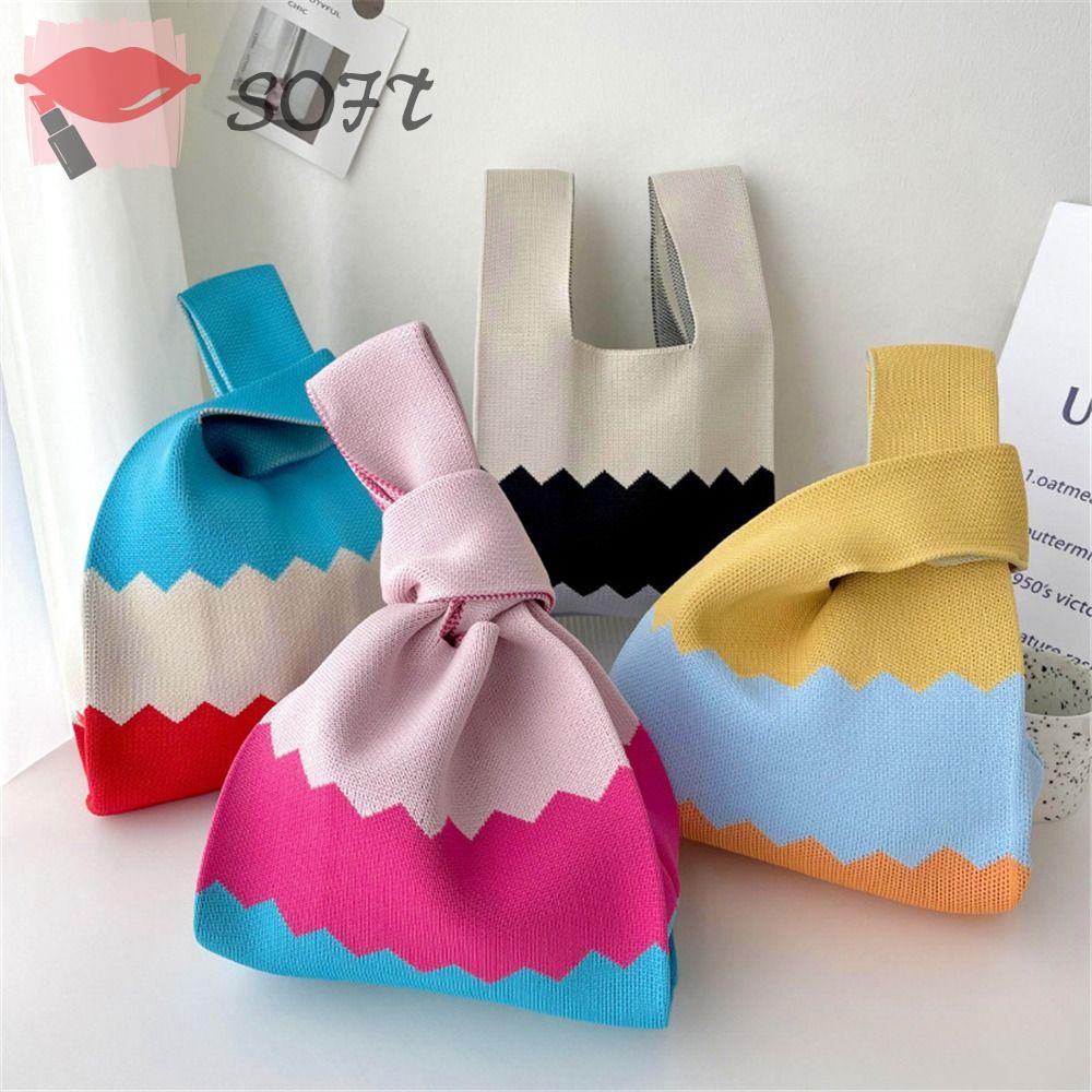 SOFTNESS Túi Xách Đan Len Thiết Kế Thắt Nút Độc Đáo Cho