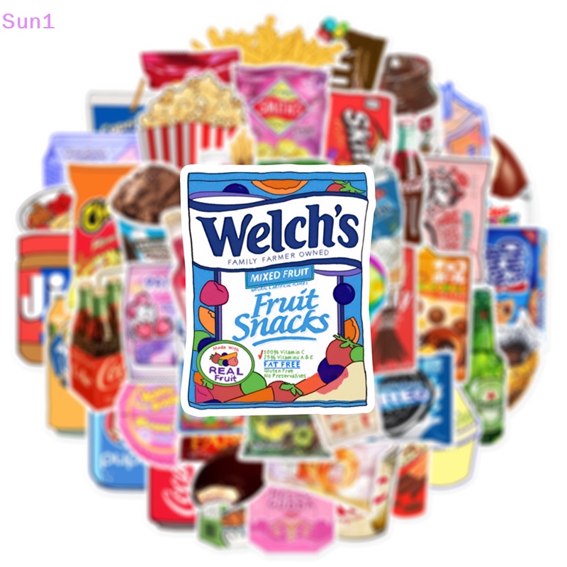 Sun1 &gt; 50 Nhãn Dán Trang Trí Xe Hơi / Xe Máy / Điện Thoại Chống Nước Họa Tiết Thức Ăn / Sữa Dễ Thương Cho Bé