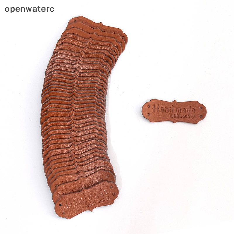 Set 50 Thẻ Da PU In Chữ Handmade With Love Dùng Để May Vá DIY