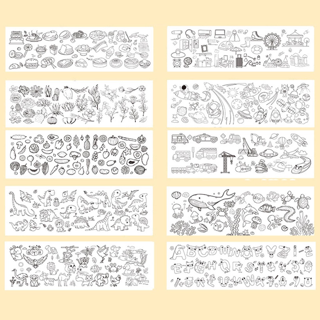 Set 10 Cuộn Giấy Tô Màu Sắc Giáo Dục Sớm Cho Bé