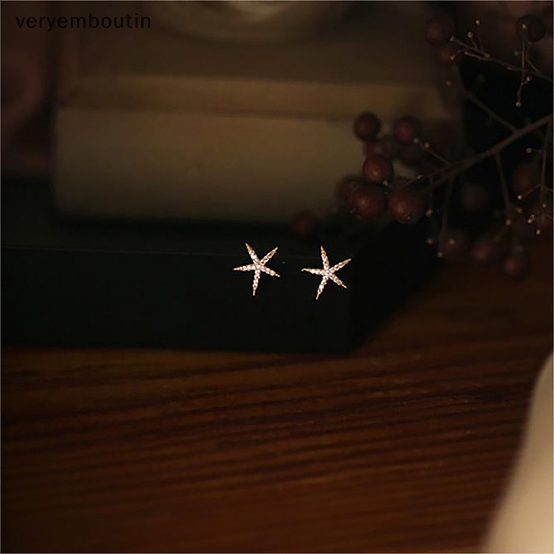 1 Đôi Bông Tai Bằng Đồng Đính Đá Zircon Ngôi Sao Biển Thời Trang Hàn Quốc Dành Cho Nữ