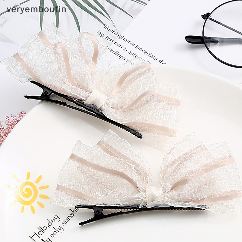 Kẹp Tóc Hình Nơ Ren Phong Cách Hàn Quốc Ngọt Ngào Thời Trang Cho Nữ