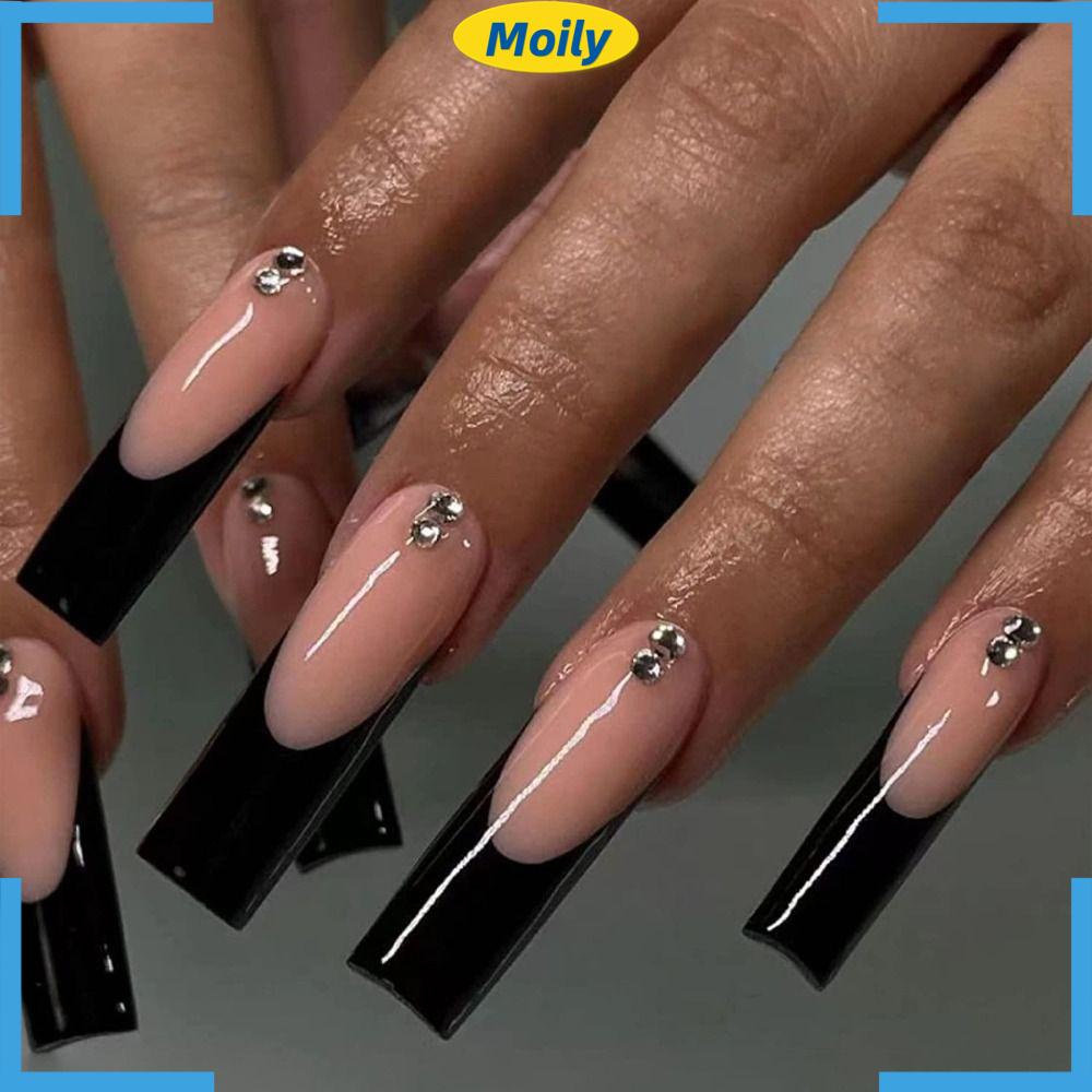 MOILYVN Móng Tay Giả Dài Có Thể Tháo Rời Che Phủ Toàn Diện Đầu Vuông Cho Nữ