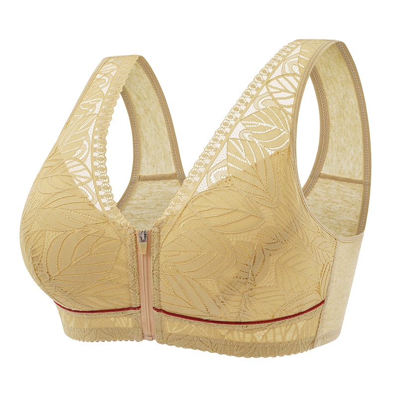 Áo Ngực cotton Mềm Khóa Kéo Trước size Lớn 36-52 Cho Phụ Nữ Trung Niên