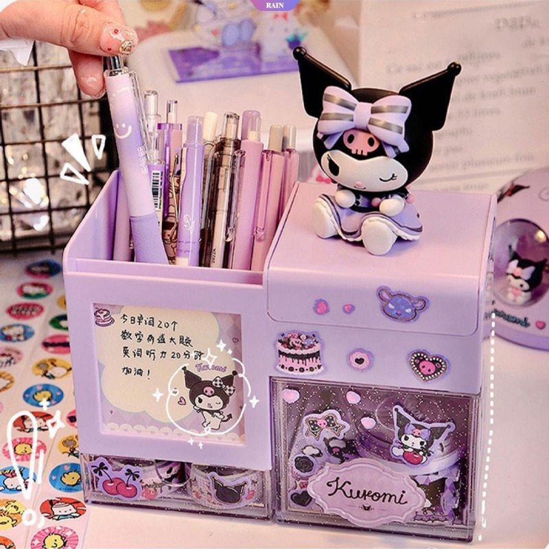 SANRIO Hộp Đựng Bút / Mỹ Phẩm Để Bàn Sức Chứa Lớn Họa Tiết Hoạt Hình My Melody Cinnamoroll Dễ Thương Cho Nữ