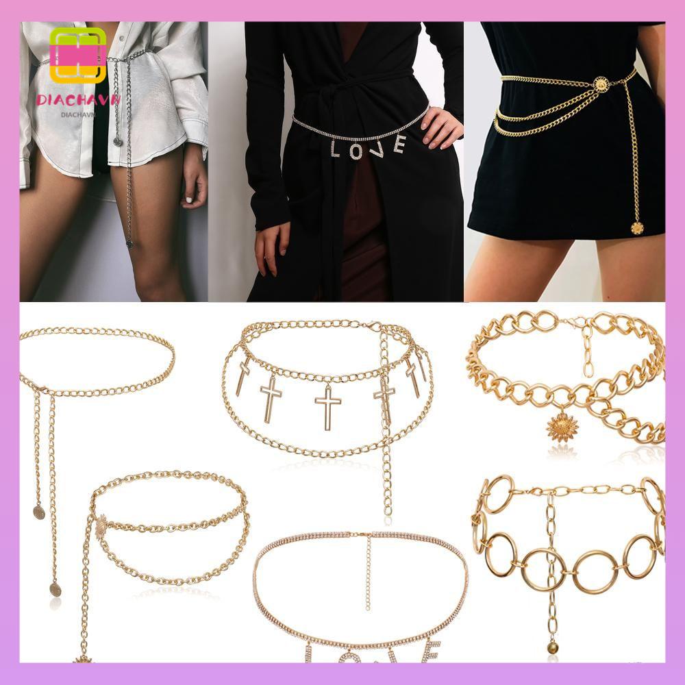 DIACHAVN Thắt Lưng Dây Xích Tua Rua Bằng Hợp Kim Phong Cách Bohemian Cổ Điển Không Xỏ