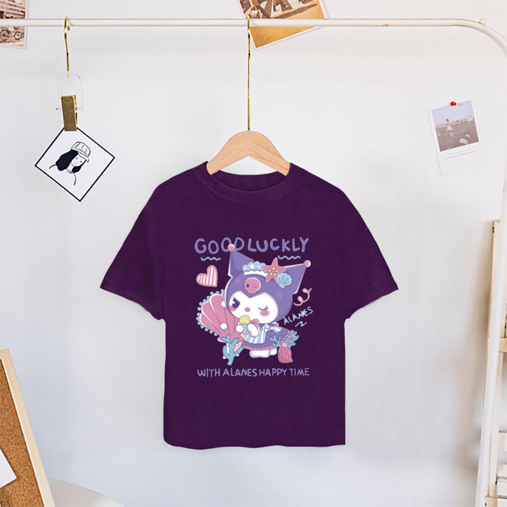 Dễ Thương Áo Thun Tay Ngắn Họa Tiết kuromi Đáng Yêu 5 Màu Lựa Chọn Cho Bé Gái