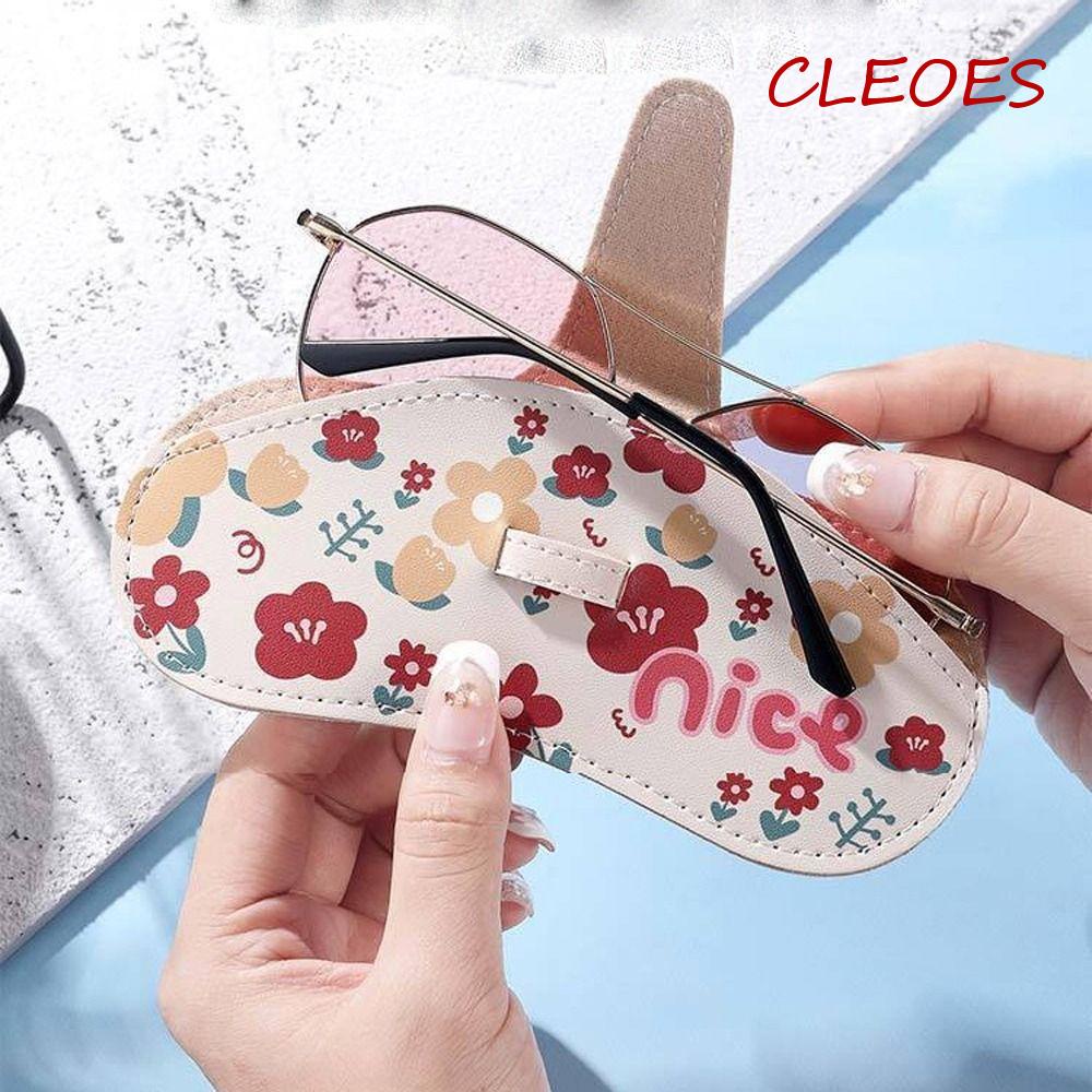 CLEOES Hộp Đựng Mắt Kính Bằng Da PU Chống Nước In Họa Tiết Hoa Dễ Thương Phong Cách Hàn Quốc Cho Nữ