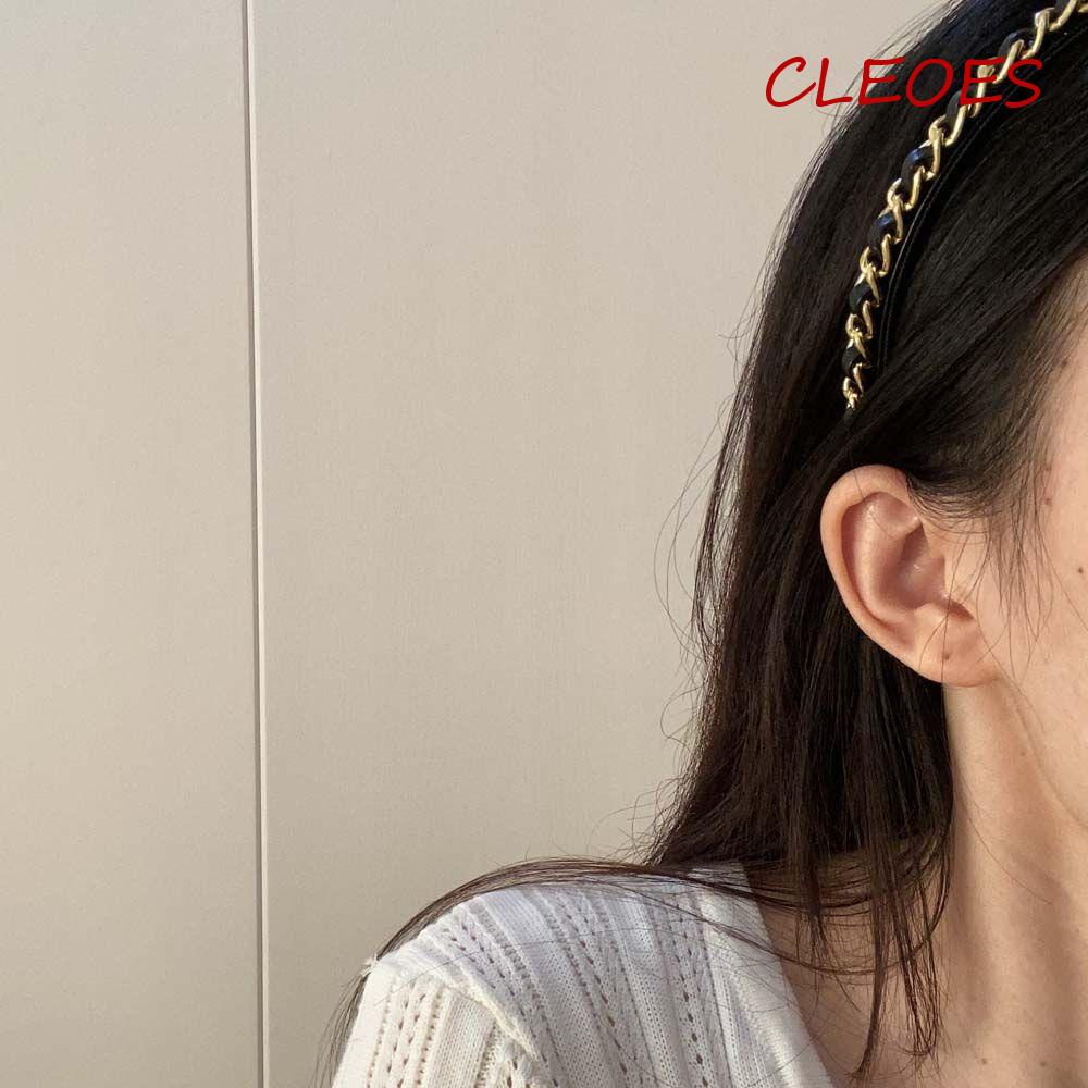 CLEOES Băng Đô Dây Xích Kim Loại Bằng Da PU Dễ Thương Cho Nữ