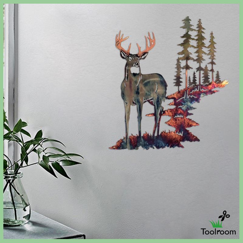 Tranh Treo Tường Trang Trí Nội Thất Hình Nai Bằng Kim Loại