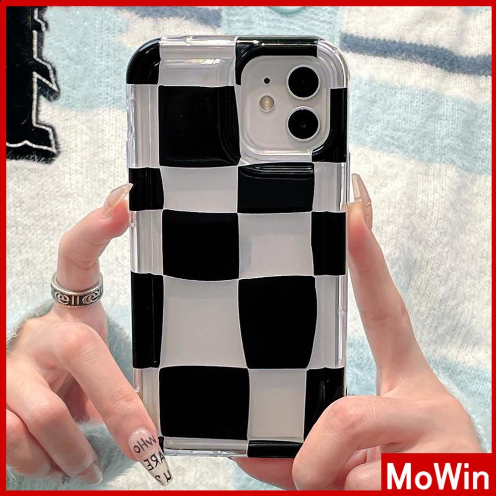 Ốp lưng iPhone 14 Pro Max Khung Ảnh iPhone Vỏ Túi Khí TPU Mềm Trong Suốt Bảo Vệ Chống Sốc Kiểm Tra Đen Trắng Đơn Giản Tương Thích Với iPhone 13 Pro Max 12 Pro Max 11 7 8Plus