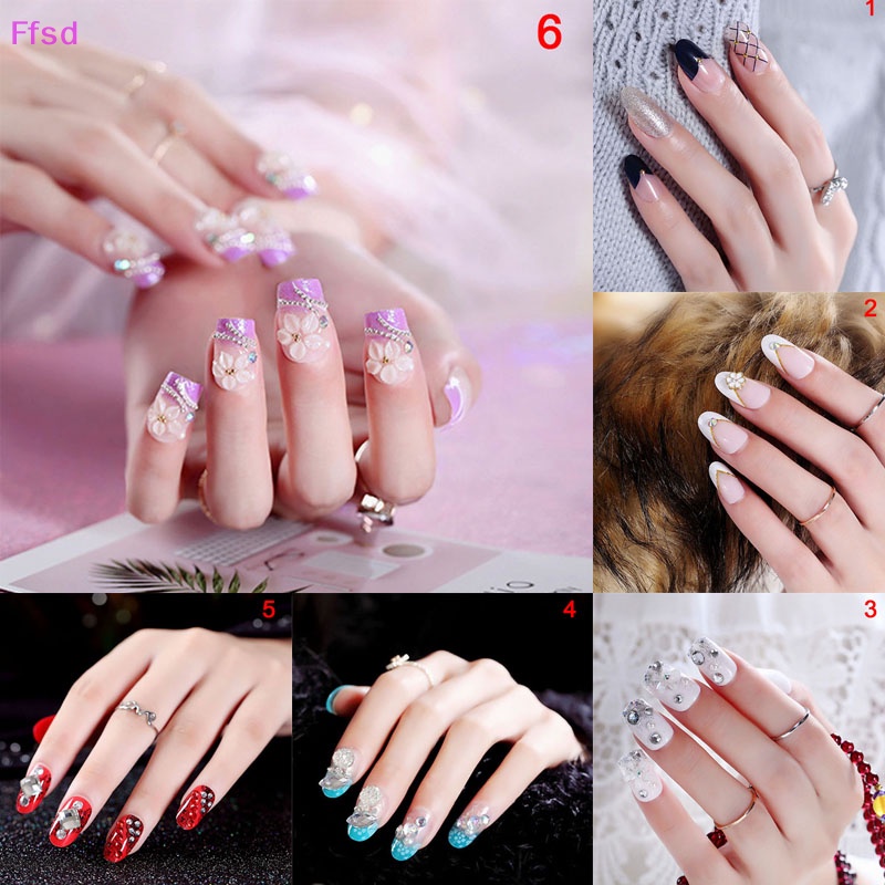 Bộ 24 Móng Tay Giả Ngắn Bằng Acrylic Toàn Diện Kèm Keo Dán