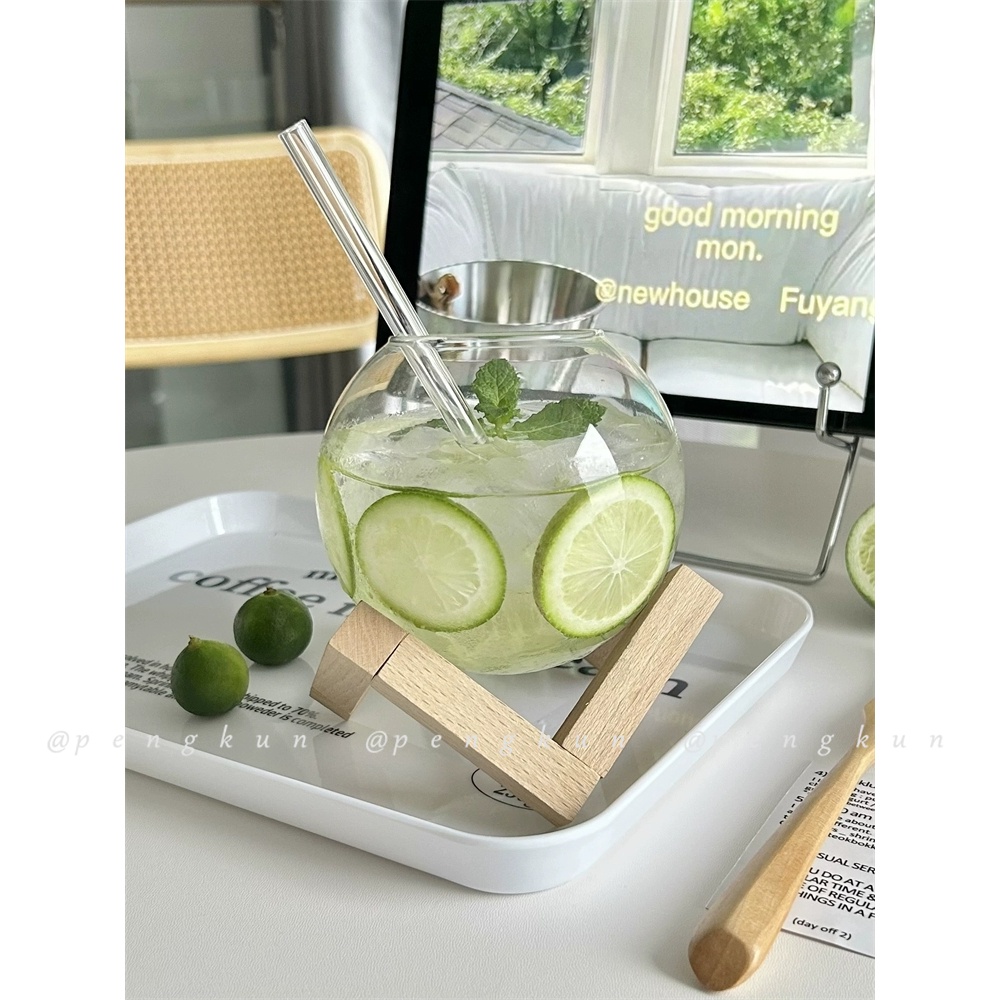 Cốc Thủy Tinh Uống Rượu / Cà Phê Cảm Giác Chạm Cao Thiết Kế Niche Phong Cách ins Mùa Hè Cho Nữ