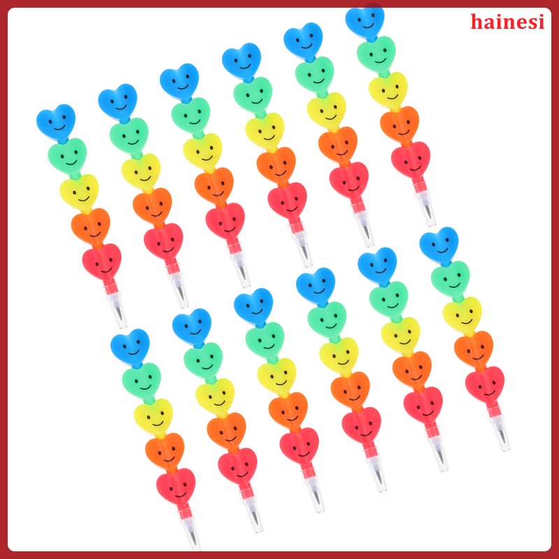 Set 12 Bút Chì Nhựa Hình Trái Tim Cho Bé Tập Vẽ