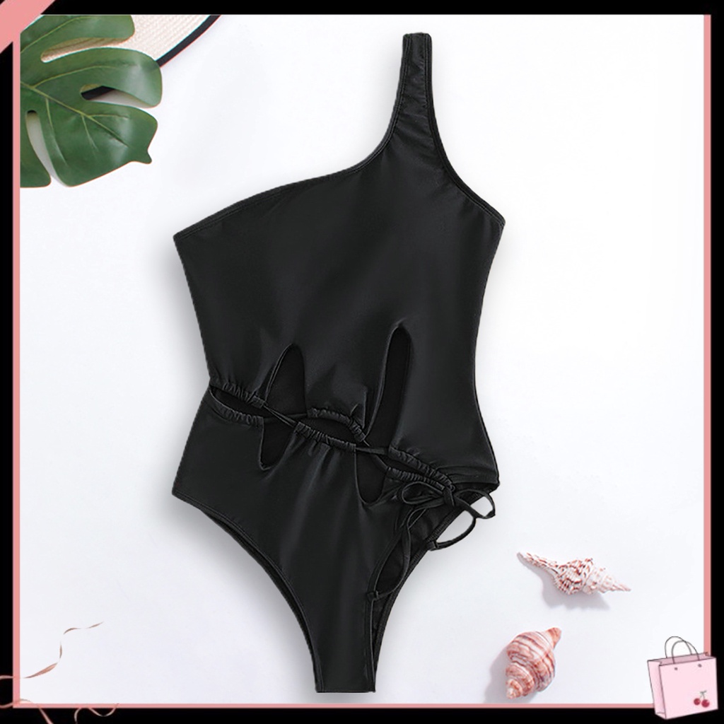 {Soltweter} Bộ Đồ Bơi Một Mảnh Dây Rút Một Mảnh Khoét Vai Ôm Dáng Khô Nhanh Thoáng Khí Cho Nữ Hoạt Động Dưới Nước