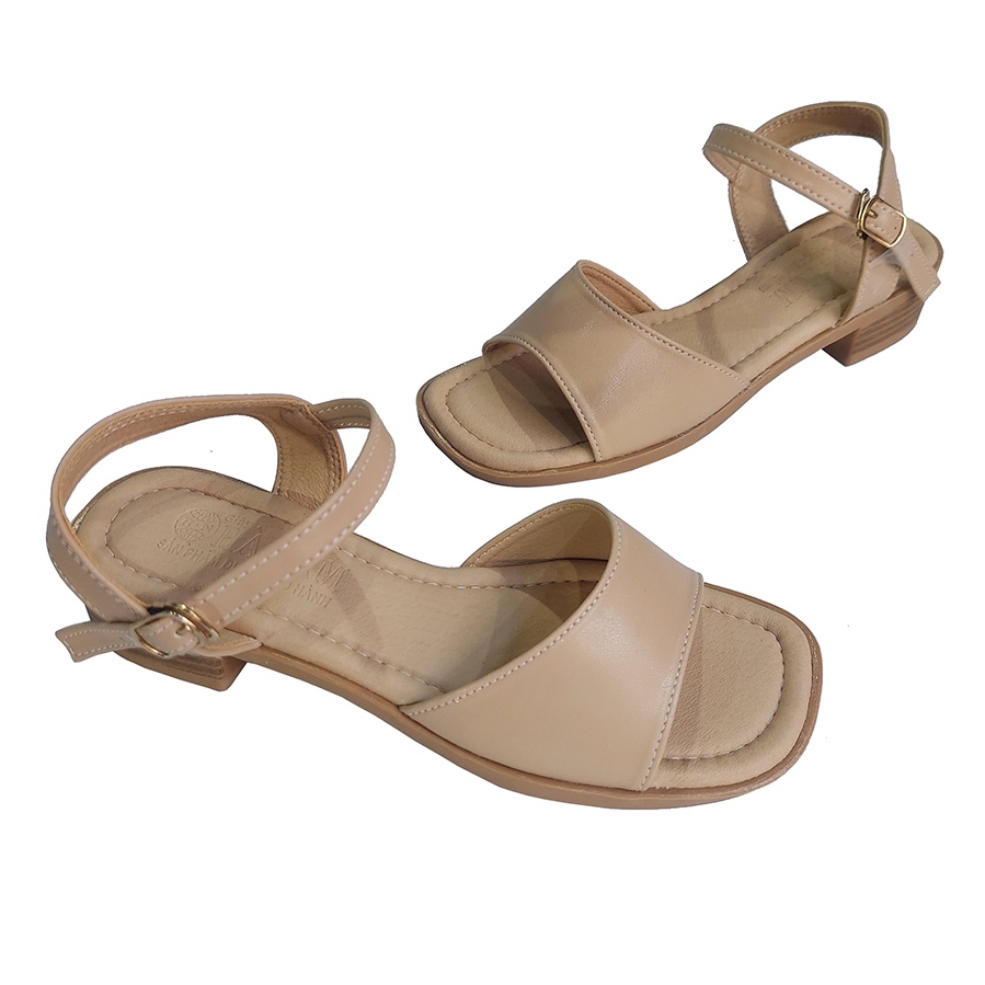 Giày Sandal nữ cao gót 3cm TiTi ĐÔ da bò thật thời trang cao cấp DNU2177