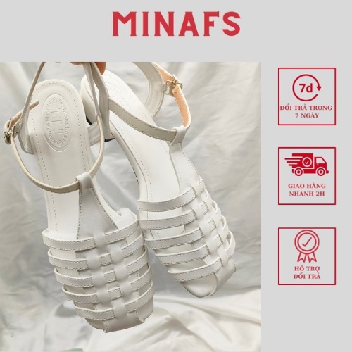 Sandal Quai Đan Rọ Nữ MINAFS Đế Cao 2cm Da Lì Mũi Tròn, Giày Rọ Đế Bệt Da Mềm Đi Chơi Đi Biển - CGR
